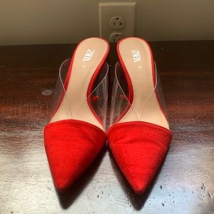 Zara red suede